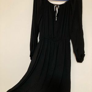 Zara black silky quarter sleeve dress